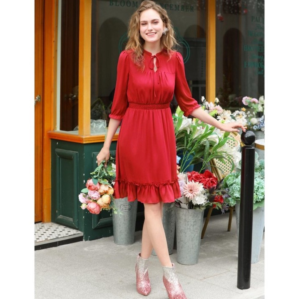 Allegra K vermillion midi dress